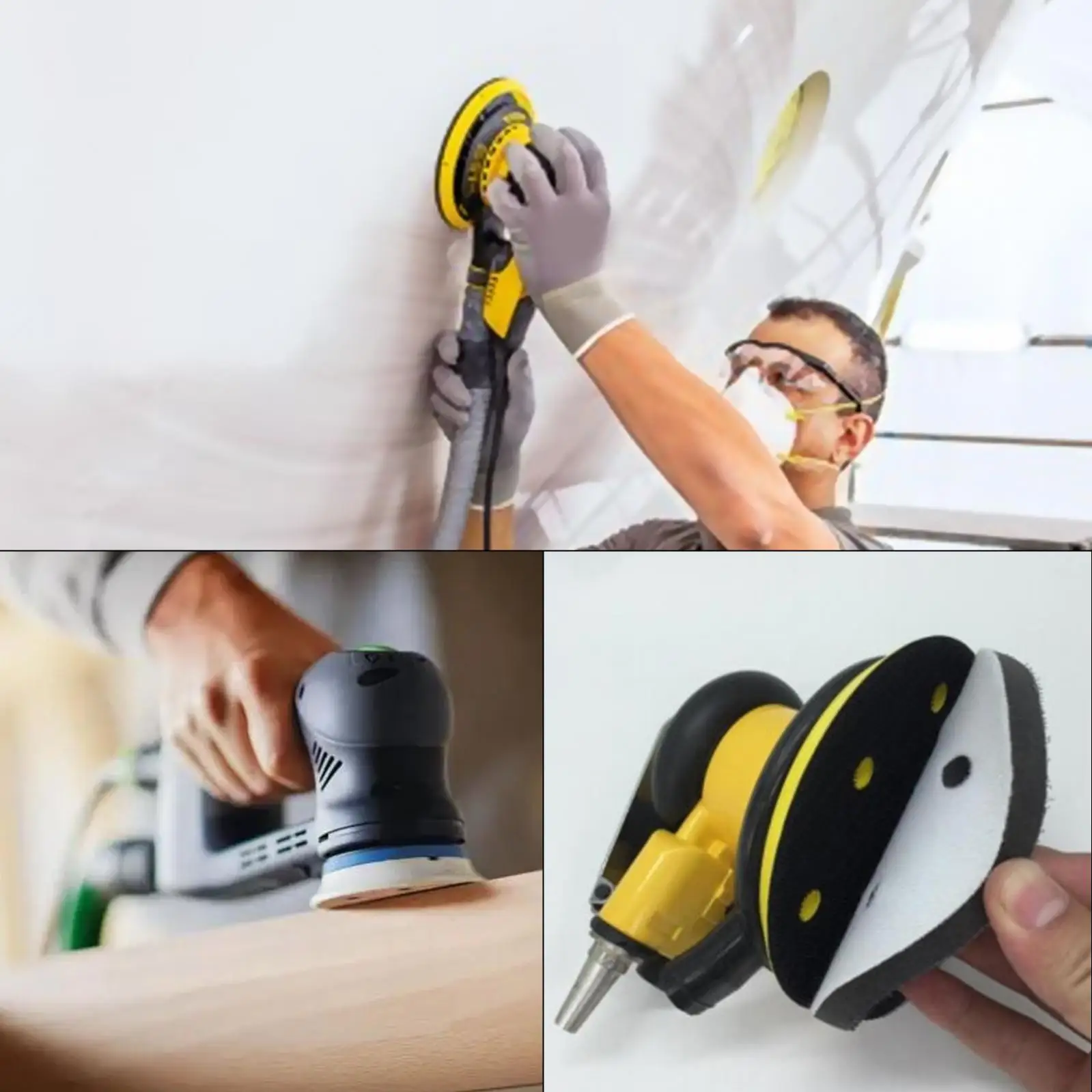 150mm / 6 Inch 6 Hole Sander Backing Pad Soft Sponge Interface Polishing Sand Discs for Hook and Loop Sander Backing Pad