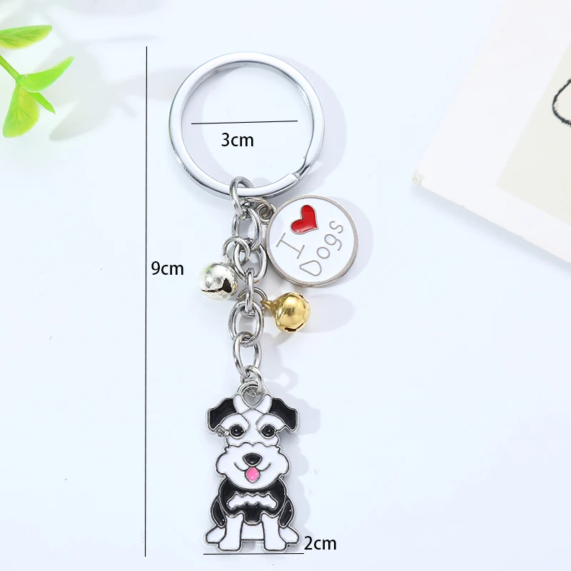 Fashion Pet Cartoon Akita Keychain Dog Pendant Animal Bell Enamel Keyring Women Bag Jewelry Girls gifts