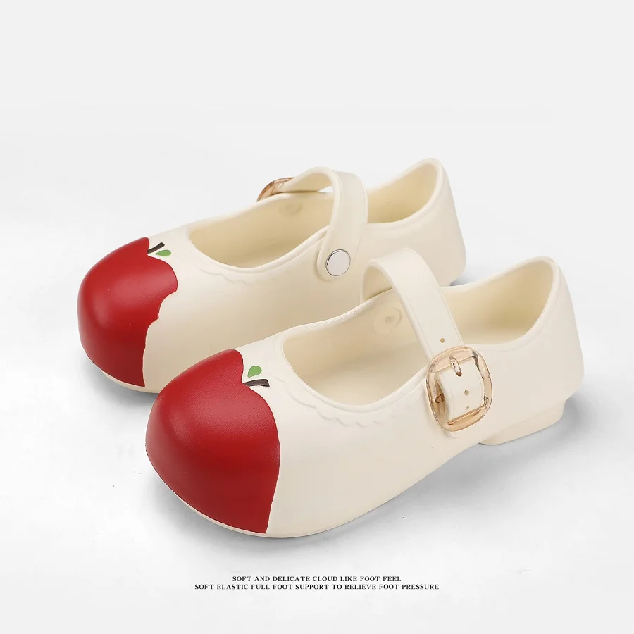 

New Sweet Apple Mary Jane Shoes For Women Buckle Strap Round Toe Casual Summer Sandals Woman Waterproof Odorless EVA Flats Lady