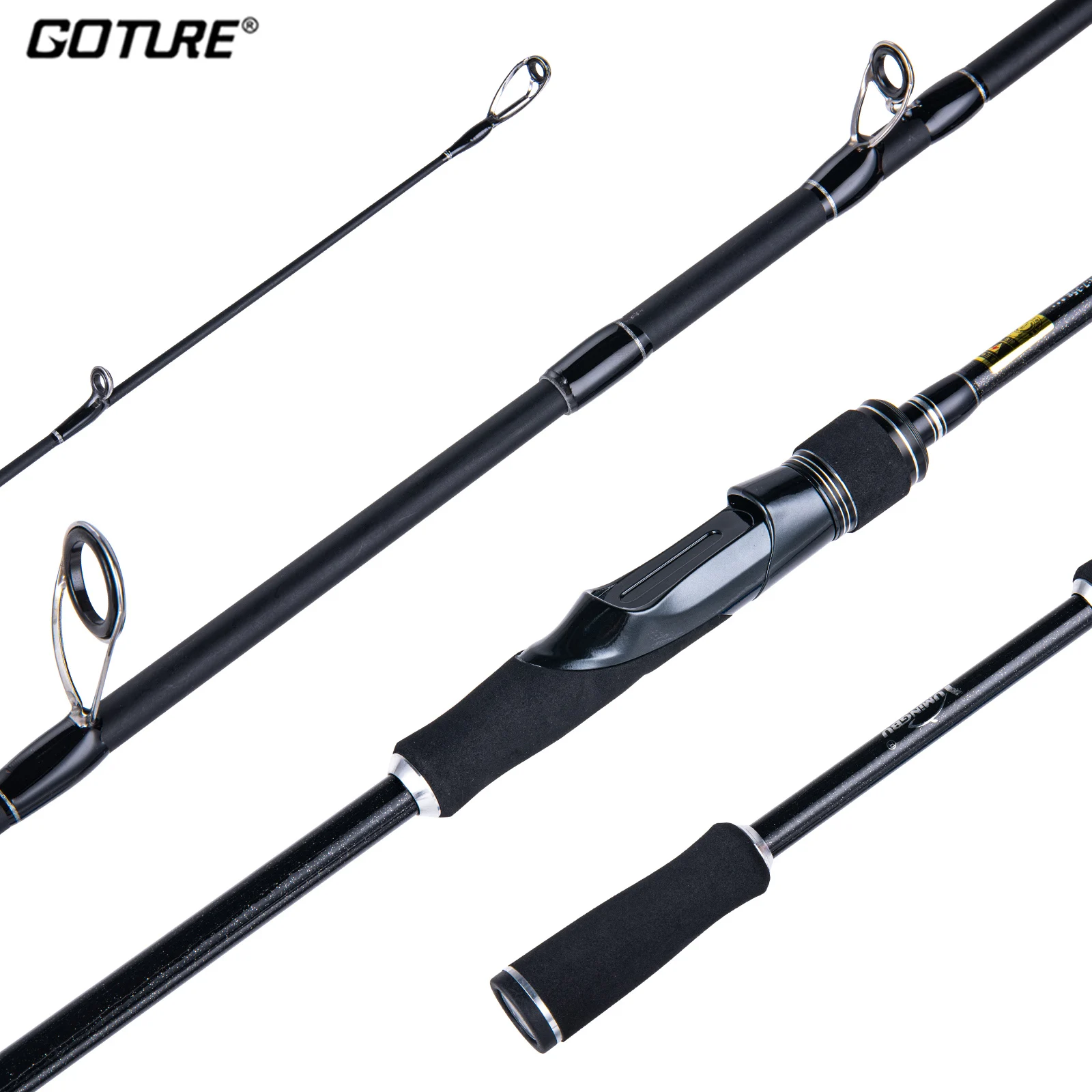 

Goture-Super Hard Carbon Fiber Lure Fishing Rod, Spinning Casting Rod, Double Sections, H, MH for Bass, Carp Fishing, 1.83-2.4m