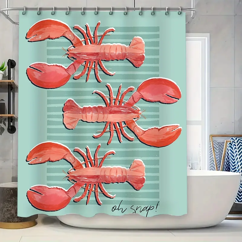 

Red Lobster Shower Curtain Set Bath Decor Waterproof Fabric Polyester Size Customizable For Home Decoration 180cm/70.9inch Width