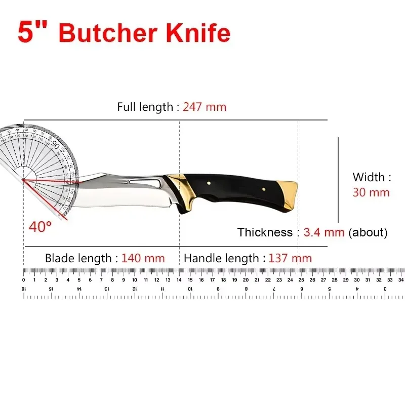 Stainless Steel Hand-forged Boning Knife Multifunctional Butcher Knife Meat Cutting for Kitchen Knives BBQ Cooking Tools