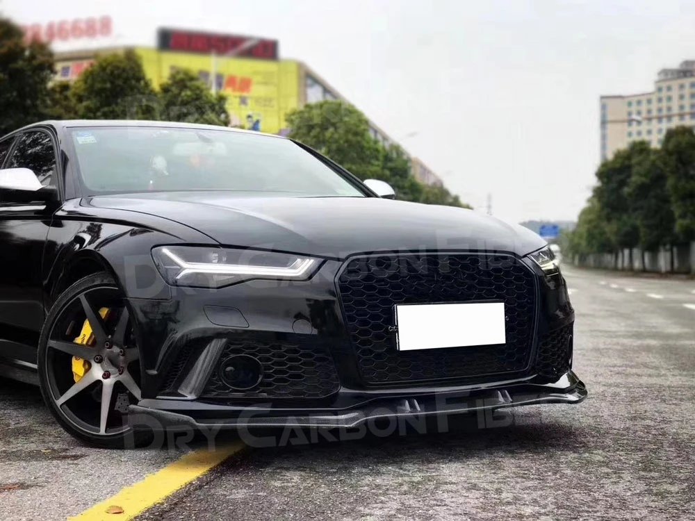 

JCYECF Carbon Fiber Front Lip Spoiler Apron For Audi A6 RS6 2012-2016 FRP Car Bumper Chin Guard Car Styling
