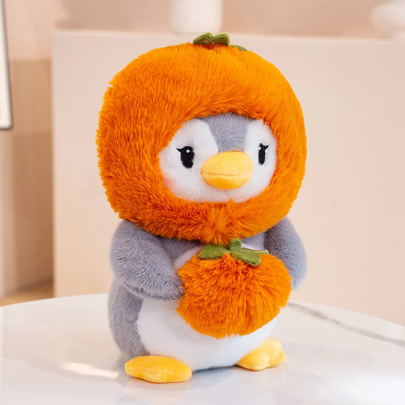 28CM uroczy kreskówka Anime owocowy pingwin pluszowa lalka Kawaii jabłko persimmon pingwin wypchana zabawka dla dzieci śliczna śpiąca lalka prezent