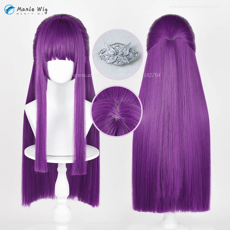 Fern Synthetic Hair 80cm Long Purple Fern Anime Cosplay Wigs And Headwear Heat Resistant Women Role Play Wigs + Wig Cap