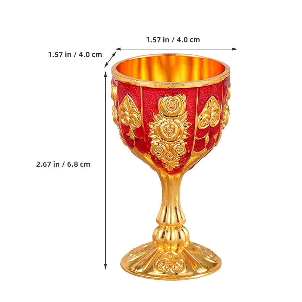 

2 Pcs Red Wine Glass Stemmed Cups Drinking Goblet Shot Vintage Party Brass Goblets Alloy Decorative Stemware