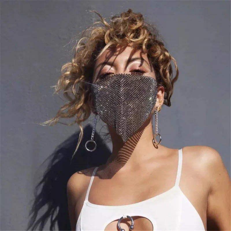 

2025 NEW Crystal Masquerade FaceMask Women Party Jewelry Accessories Fishing Net Metal Rhinestone Sequined FaceMask