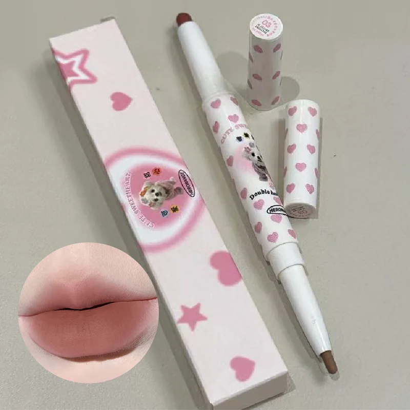 HERORANGE Dual-Ended Lip Liner & Velvet Matte Lipstick - Precision Lip Contouring with Soft Misty Finish