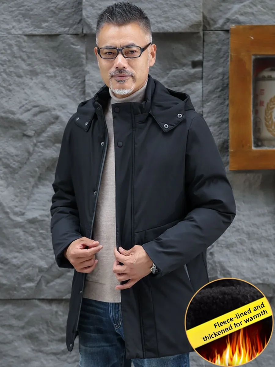 

Утепленная зимняя куртка для мужчин среднего и старшего возраста, хлопковое пальто для папы, теплое повседневное модное пальто в городском стиле с длинными рукавами на молнии