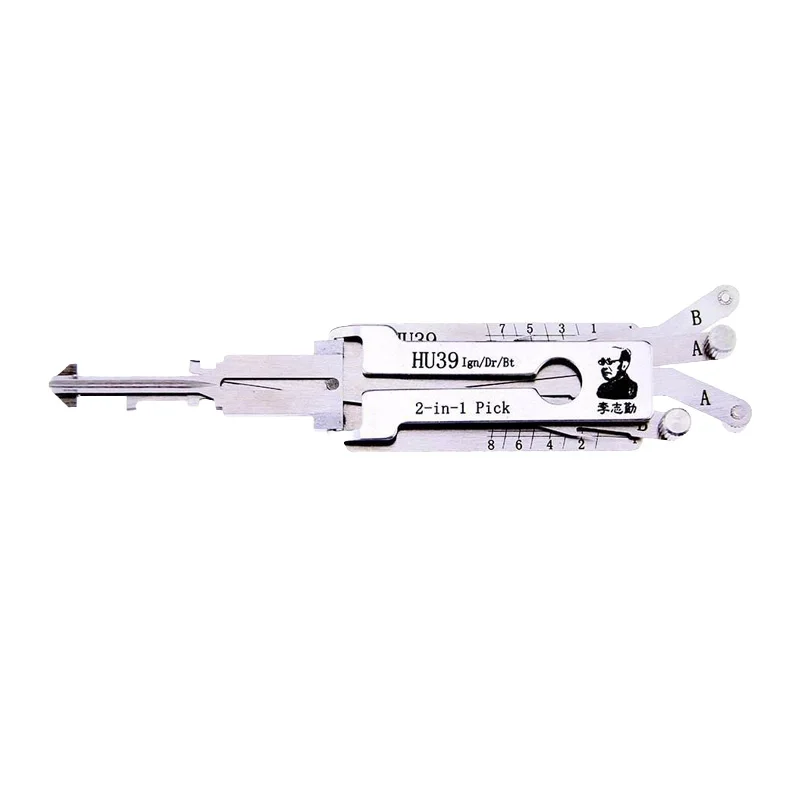 Original Lishi 2-in-1 Lock Pick HU39 Decoder Ignition Car Door Open for B-enz Model Vertical Milling Side Milling