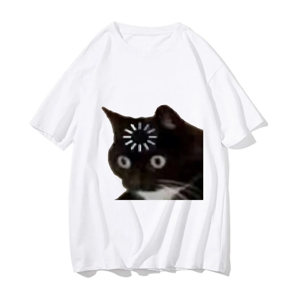 

Men's casual T-shirt and fun cat pattern printed short-sleeved Harajuku Y2K fashionable 100% cotton short-sleeved