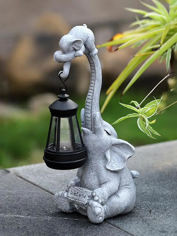 

Solar Garden Decor Elephant Statues Outdoor Yard Lamp Elephant Ornament for Balcony Garden Walkway Lawn Terrace Birthday Gifts