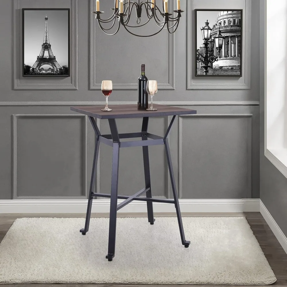 木製天板の正方形カウンターハイトダイニングテーブル、キッチン、パブ、ビストロ、レストランの設定に最適