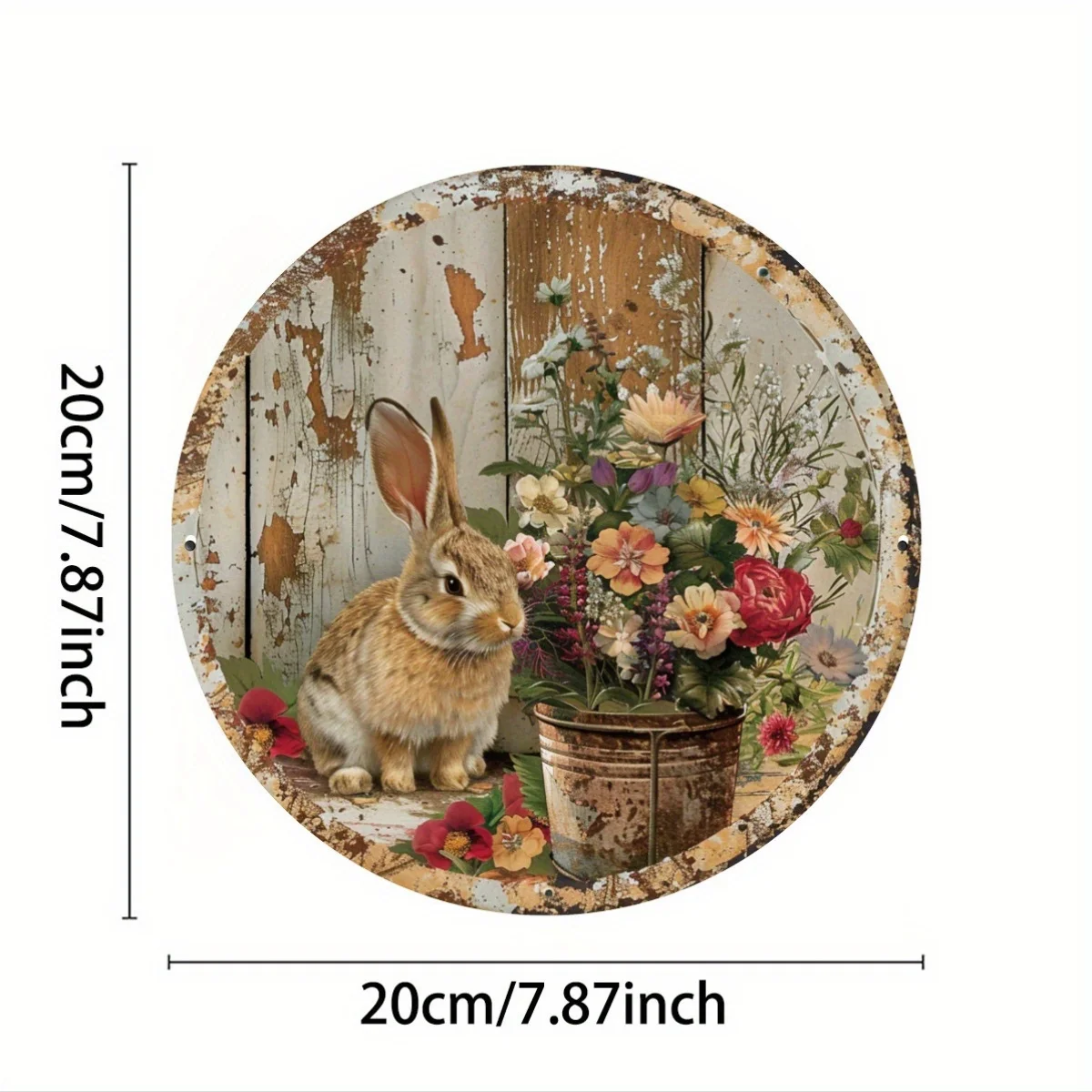 Cute Bunny in a Vintage Flower Pot Aluminum Sign, Metal Wall Decor for Indoor Or Outdoor Use, for Home Decor Pewter Paintings
