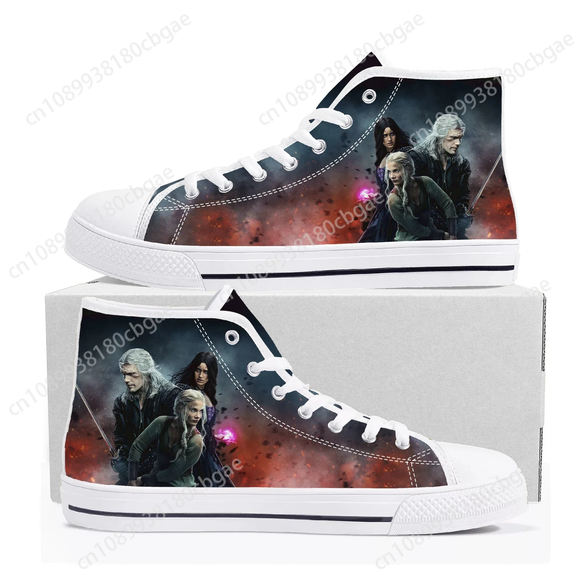 

The-Witcher High Top Sneakers Mens Womens Teenager High Quality Symbol Wolf Canvas Sneaker couple Casual Shoe Customize Shoes