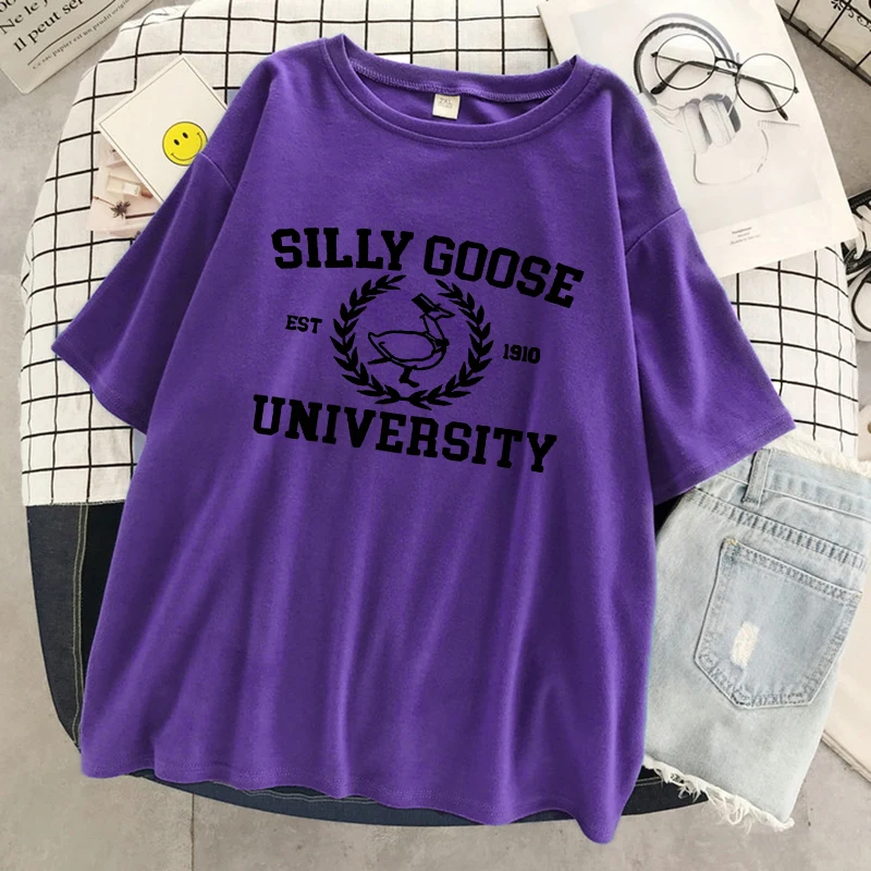 Silly Goose Est 1910 University Women T-Shirts Breathable Casual Tshirt Cartoons Cute Short Sleeve Fashion Sweat T Shirt