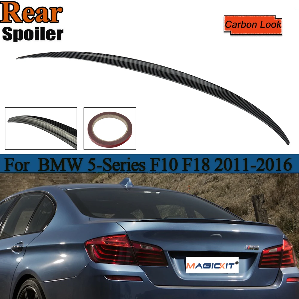 

MagicKit Rear Boot Trunk Wing Spoiler For BMW 5 Series F10 M Sport 2010-2016 Models Carbon Fiber Look Back Lip