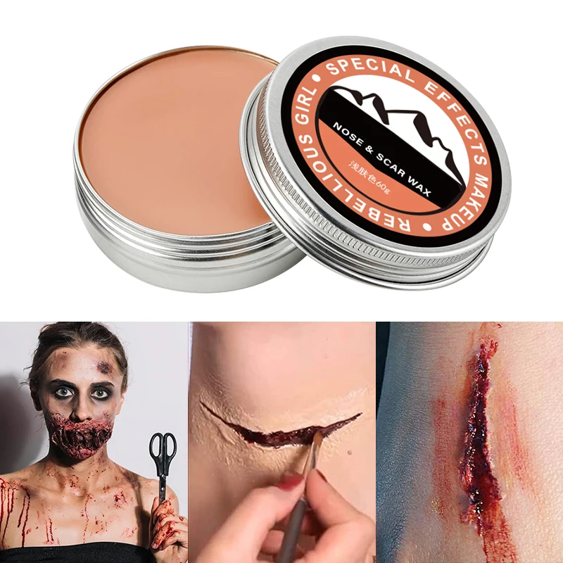 Scar Wax SFX Makeup Kit With Spatula,Skin Modeling Wax For Fake Wound Scar Cover Tattoo Cosplay Special Effects Makeup Tool