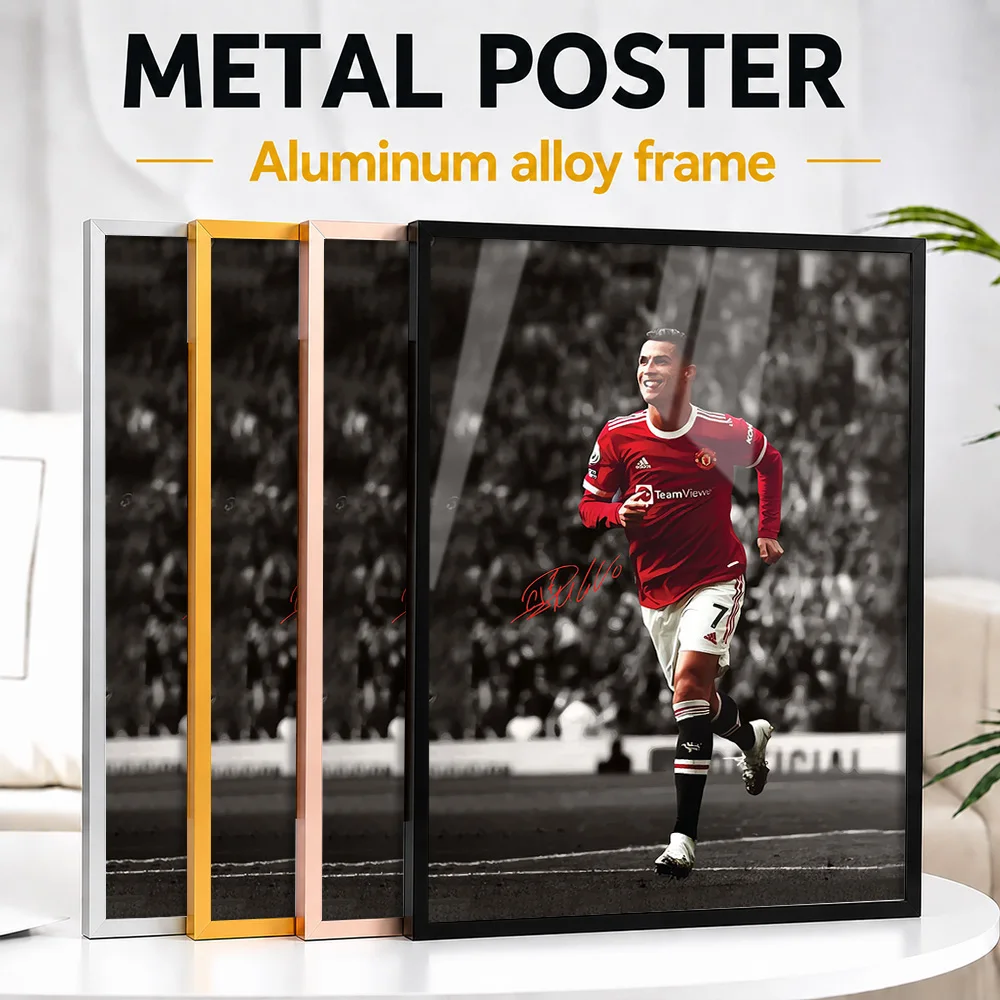 Cristiano Ronaldo Victory Run Framed Metal Print Customized Arena Spirit Wall Art Designed For Football Fans To Display In Gym