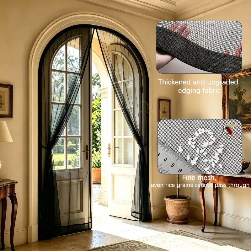2026 New Arched Magnetic Door Curtain, Self-Closing Mosquito Proof Mesh Screen Door with Strong Magnets, Hands-Free Anti-Insect