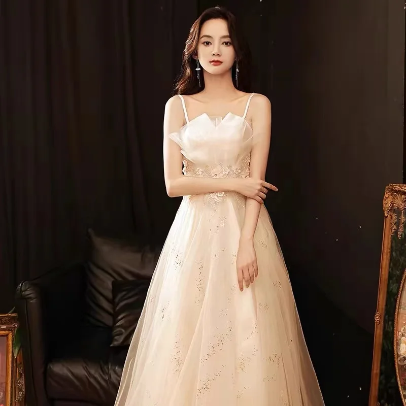 Giyu Fairy Lace Followers Korea Wedding Dress Photoshoot Draped Floor-Length Evening Gown Dress Birthday Party Dress