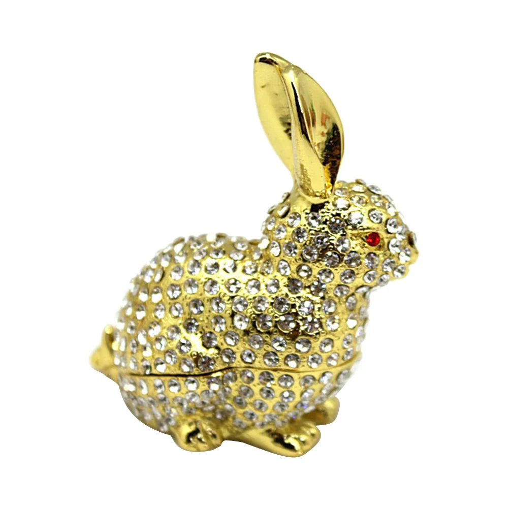 Metal Decorative Rabbit Jewelry Rabbit Box Trinket Animal Jewelry Holder Organizer Desk Decor Gift Animal Case