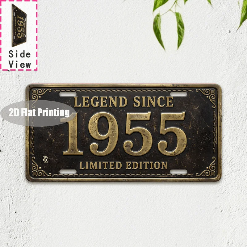 2D Flat, [2D Flat] 1pc, Retro '1955' Metal Aluminum Sign (11.8'x5.9'), Bar, Cafe, Living Room, Doorway, Hallway, Courtyard, Gard
