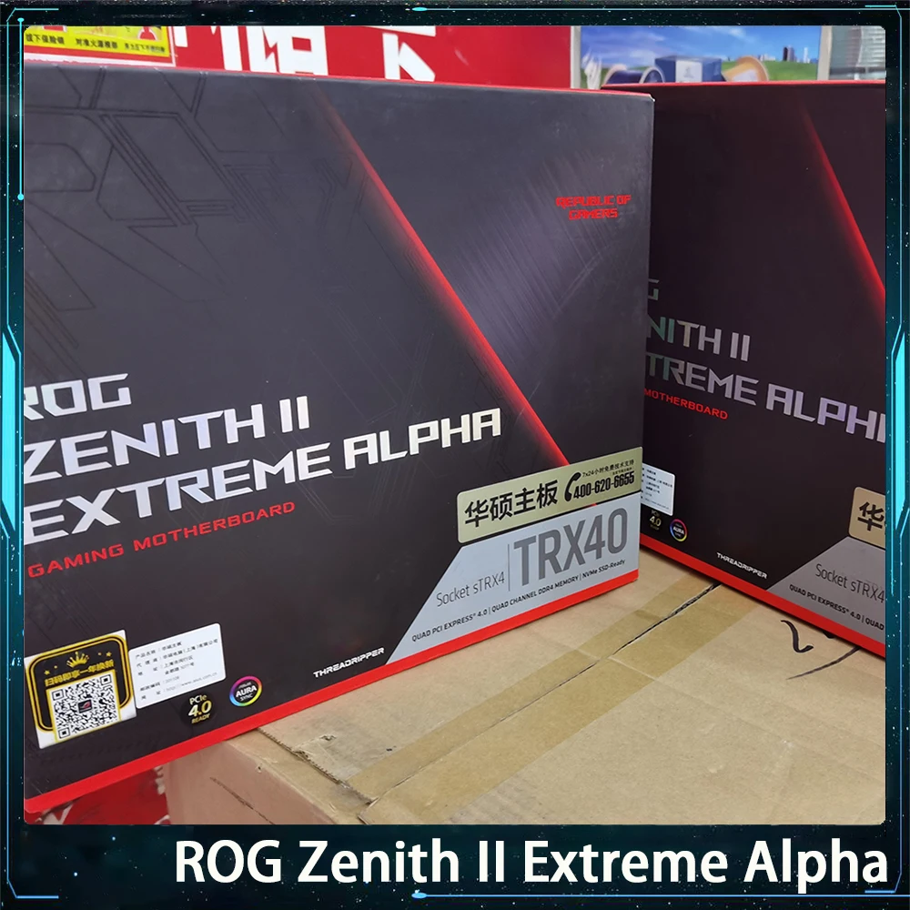 With Box ROG ZENITH II EXTREME ALPHA For ASUS TRX40 Socket sTRX4 DDR4 M.2 USB3.2 EATX GAMING Motherboard Works Perfectly