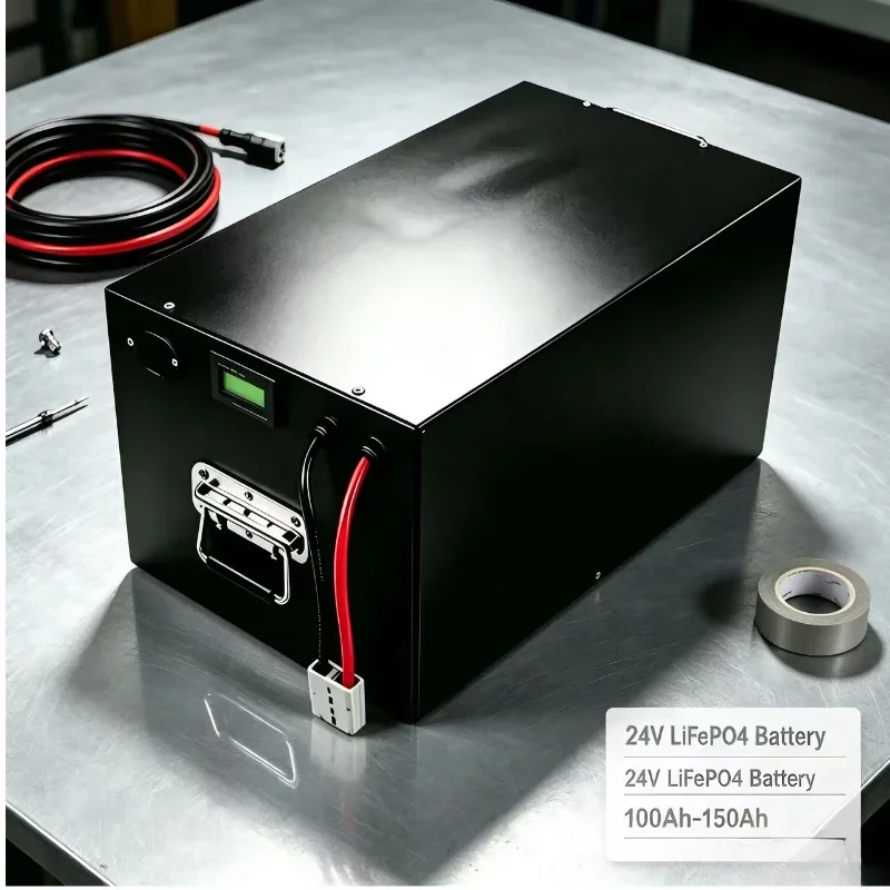 24V High-Capacity LFP Storage Battery Built-In Bluetooth BMS LCD Screen Anderson Connector 100Ah~150Ah For Off-Grid RV Solar Ene