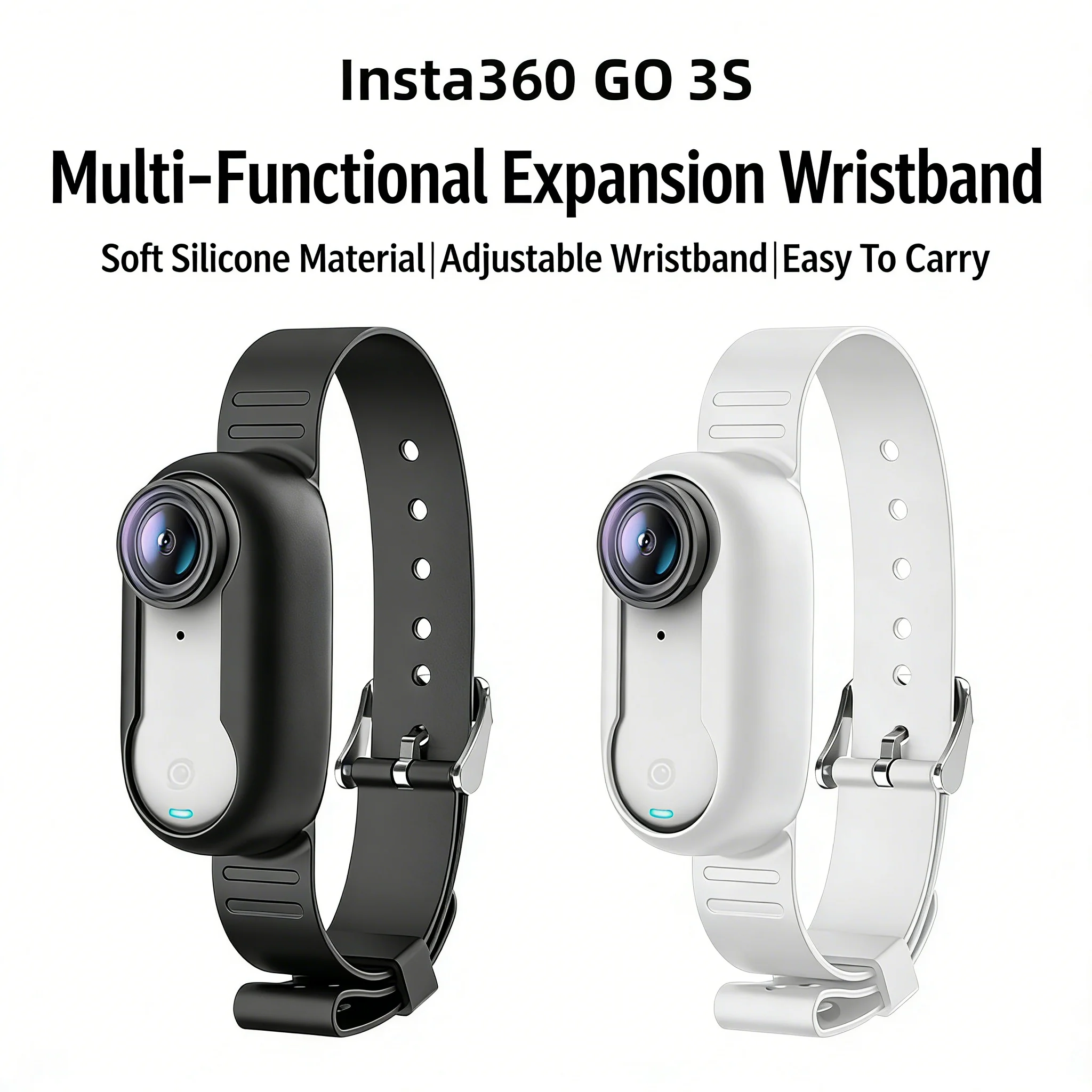 

Silicone Wristband for Insta360 GO 3/GO 3S Adjustable Expansion Hand Strap Case Bike Mount Pet Collar Protective Cover Accessory