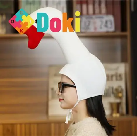 DokiToy Big White Goose Headwear Male and Female Vibrato With the Same Net Red Hot-selling Toy Big Goose Children's Funny Hat