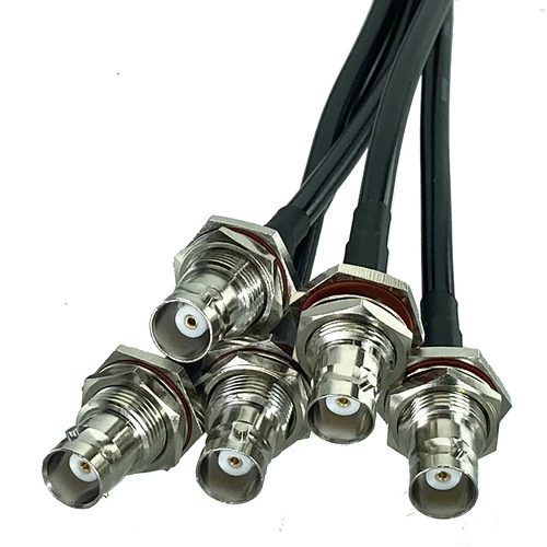 Imagen 2 del producto Conector macho RG58 BNC a conector hembra BNC, conector de engarzado de mamparo, Cable de puente coaxial RF, terminales de Cable de 6 pulgadas ~ 10 pies