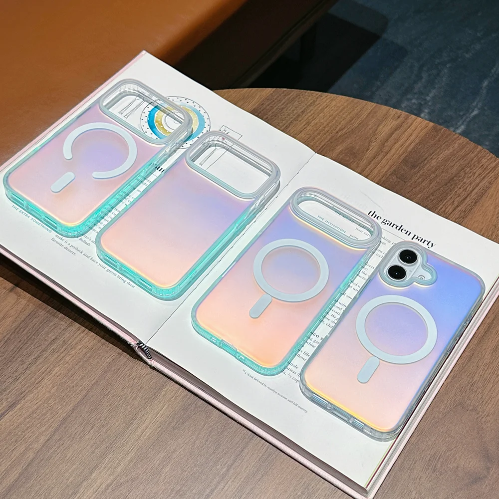 Оригинальный матовый чехол для телефона Iphone 17 Pro Max с лазерным покрытием Sunshine Set Sky 17 Pro, магнитный чехол 17, изменение цвета с градиентом воздуха.