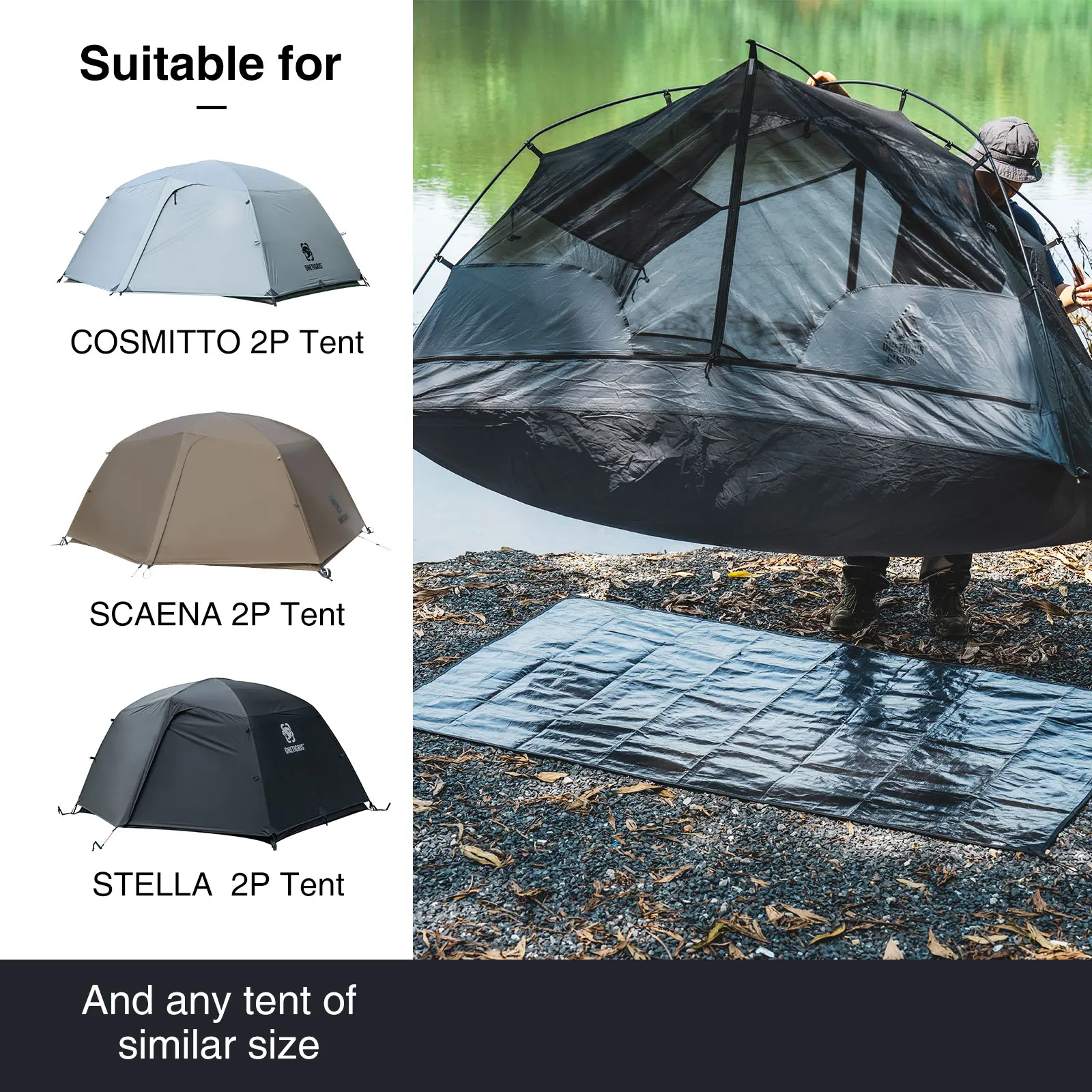 OneTigris Camping Ground Sheet 3000 Waterproof Heavy Duty Tent Footprint for Outdoor Backpacking Hiking Picnic Travel Beach - view 5