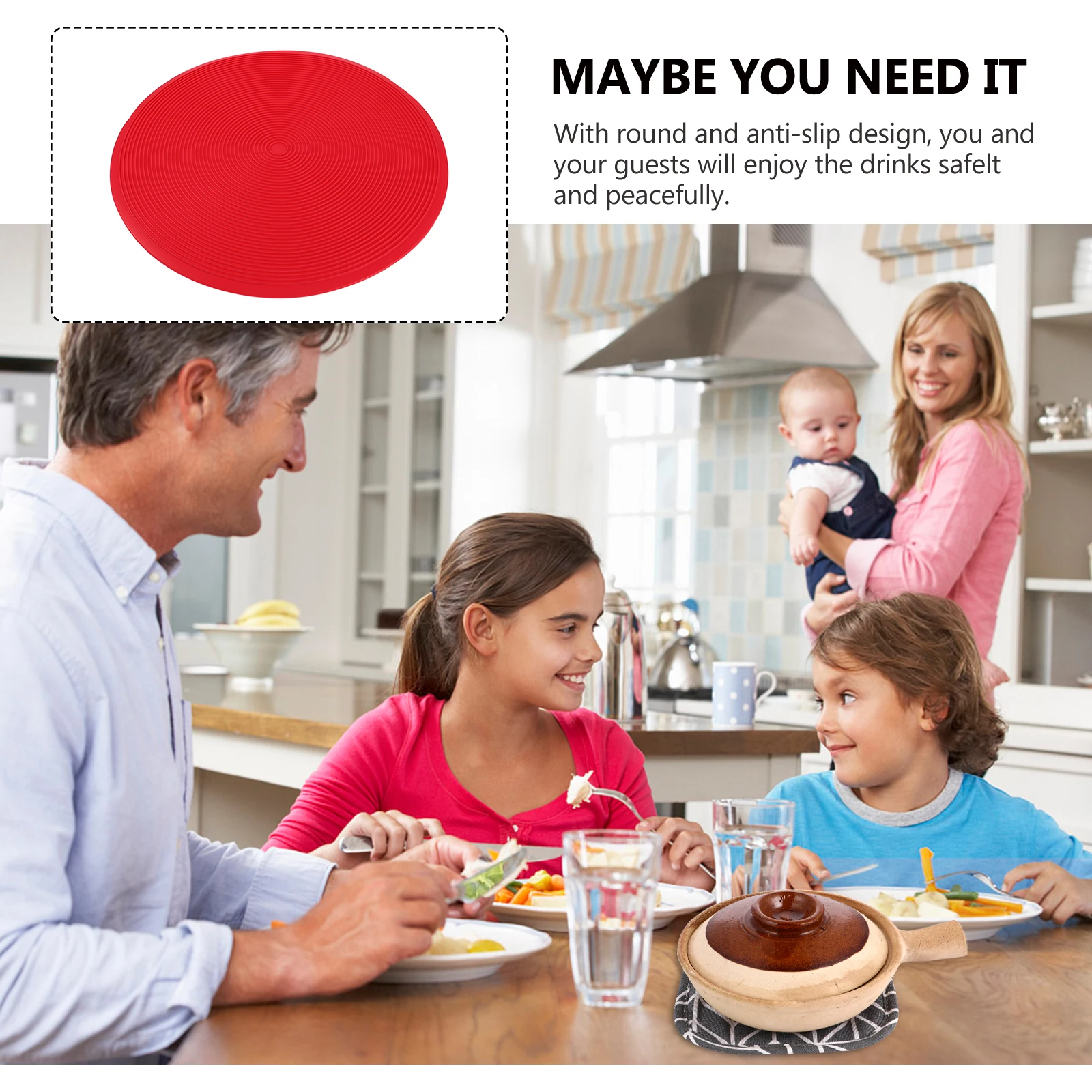 

Silicone Dining Tableware Pad Heat Insulation Mat Kitchen Red Cutlery Placemat Anti Slip Multifunctional Potholder Protect
