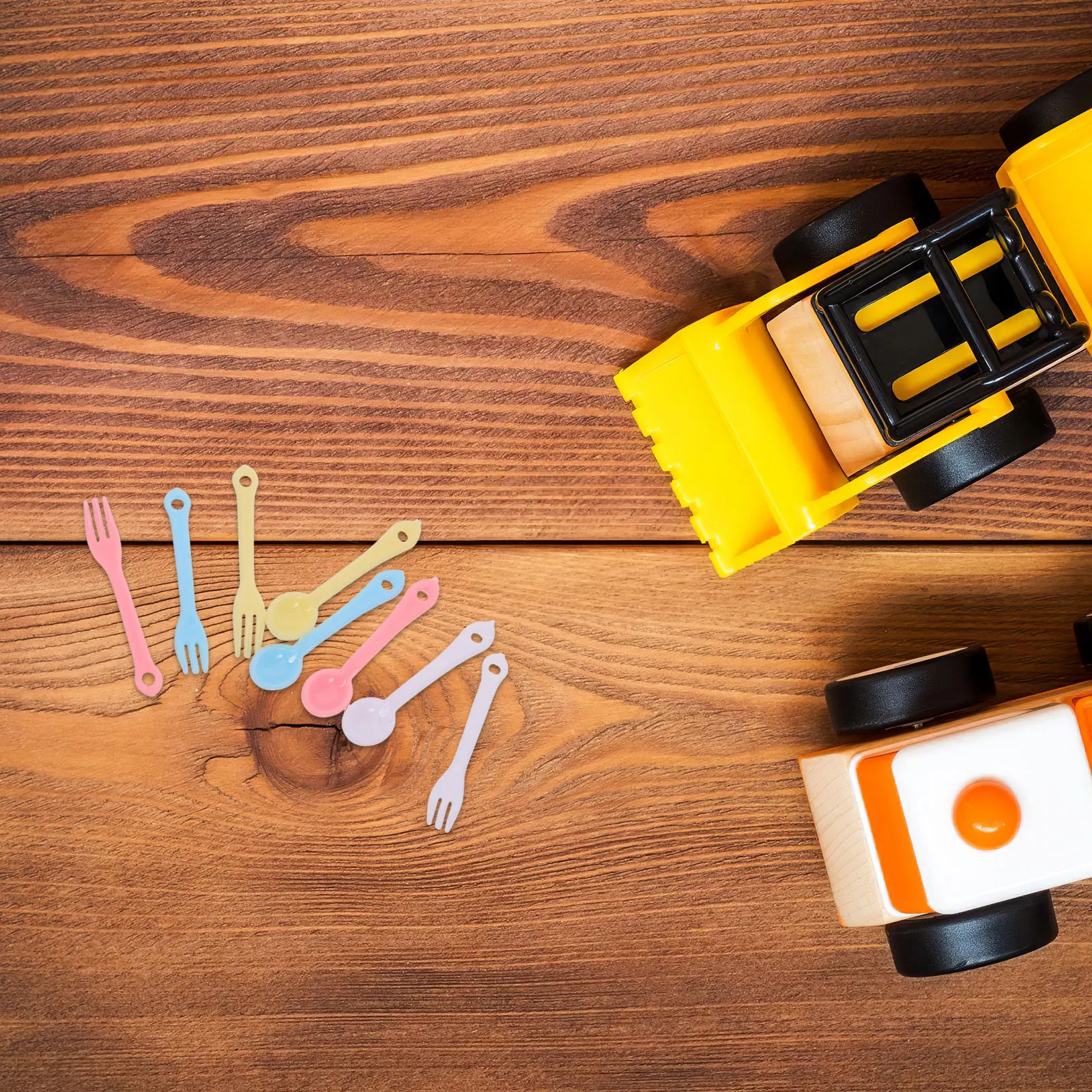 40Set Miniatuur Poppenhuis Gebruiksvoorwerpen Kleurrijke Plastic Mini Lepels Vorken Kleine Keuken Accessoires voor Creatieve Mini Huis Decor