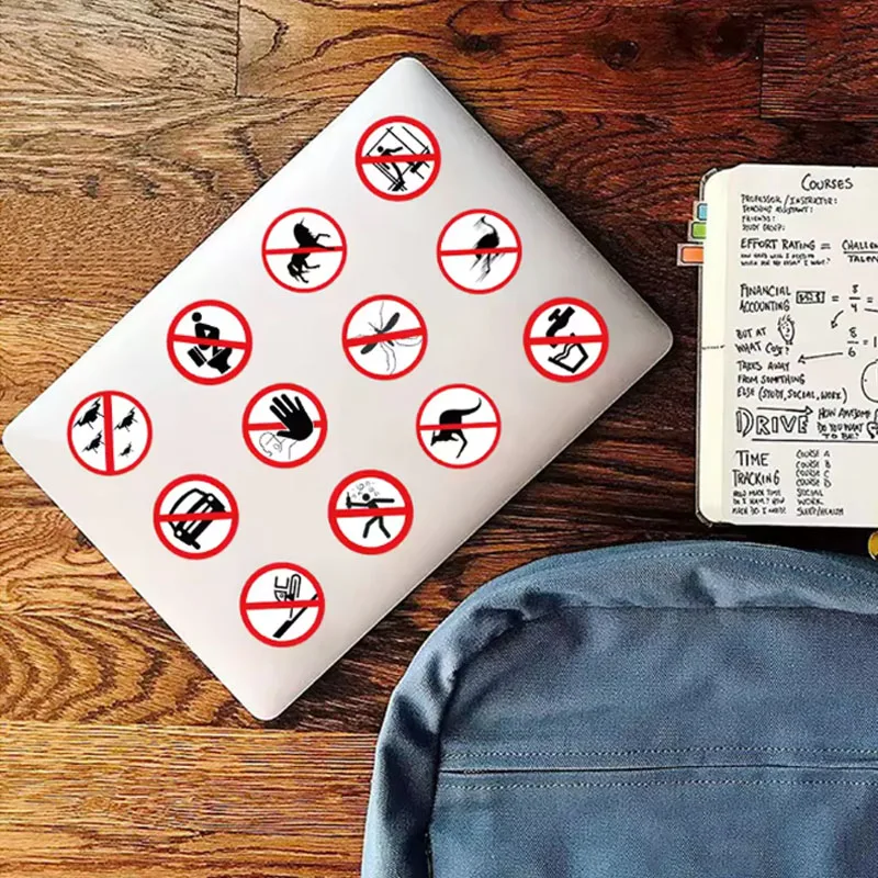 62PCS Funny Sticker Prohibition Warning Danger Banning Sign Labels For Glass Door Window Suitcase Office Store Restaurant
