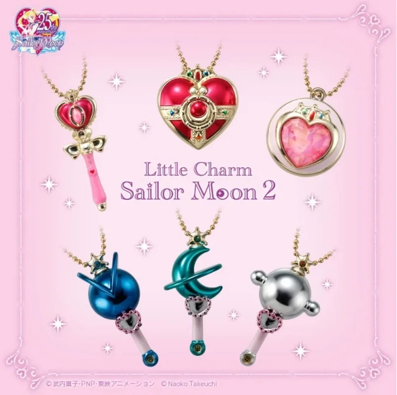

Bandai Shokugan Original 6Pcs Little Charm Sailor Moon 2 Anime Figure Toys For Kids Gift Collectible Model Ornaments