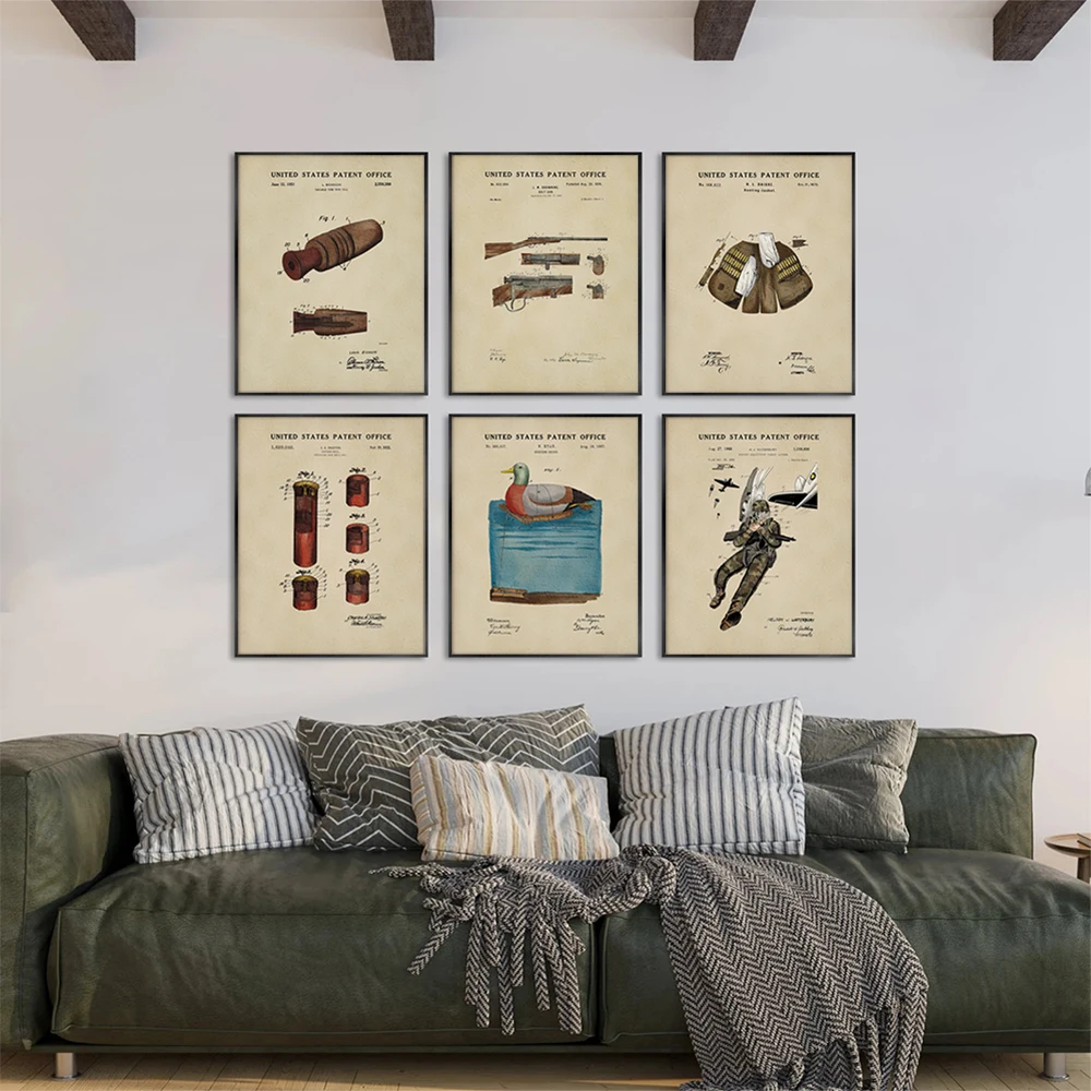 Outdoor Hunting Paintings - Affiches d'art vintage sur l'équipement de