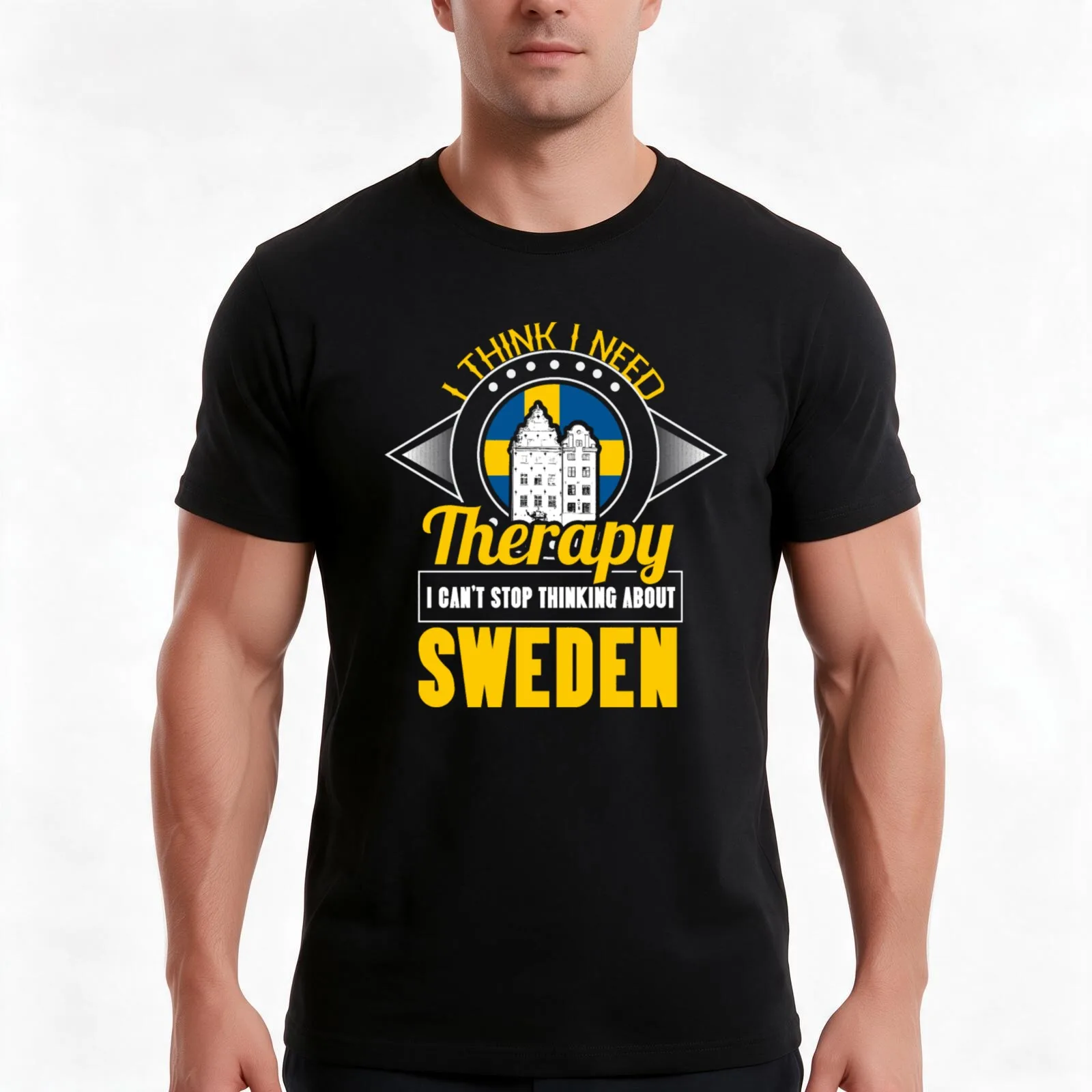 Sweden Stockholm Europe Therapy T-Shirt Summer Casual Cotton Tee Oversized Streetwear Tops Vintage Graphic Print 100% Cotton
