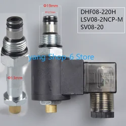 Hydraulic Threaded Cartridge Solenoid Valve 2 Position 2 Way Normally Closed DHF08-220H LSV08-2NCP-M DC12V/DC24V/AC220V 250bar