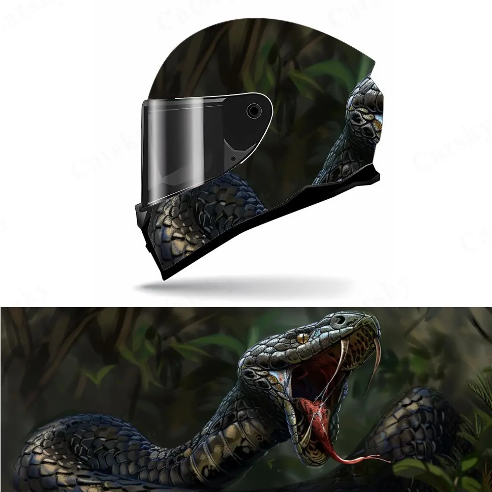 

Deadly serpent in forest motorcycle vinyl wraps helmet decal,self-adhesive waterproof helmet decoration,universal motorcycle hel