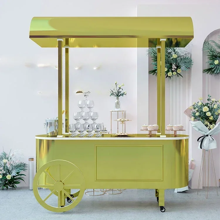 Hot Sale MDF Wedding Display Flower Candy Desserts Display Party Sweet Cart With Wheel