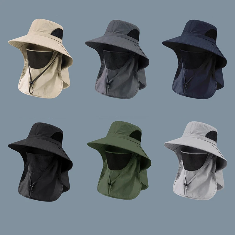 

Summer Sun Hats UV Protection Outdoor Hunting Fishing Cap For Men Women Hiking Camping Visor Bucket Hat Neck Flap Fisherman Hat