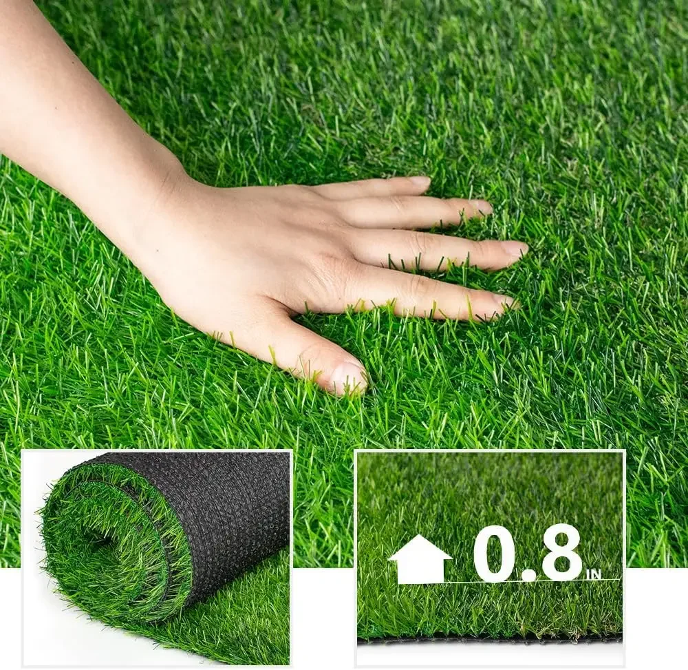 Artificial Grass Rug Outdoor Artificial Turf 5FTX87FT Green Zebra Stripe Fake Grass Mat,