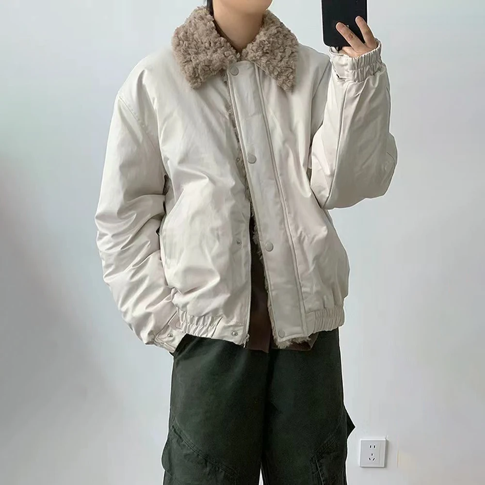 2025 Winter New Men's Patchwork Long-Sleeve Jacket American Retro Fashion Trendy High Street Loose Casual Niche Men's Top