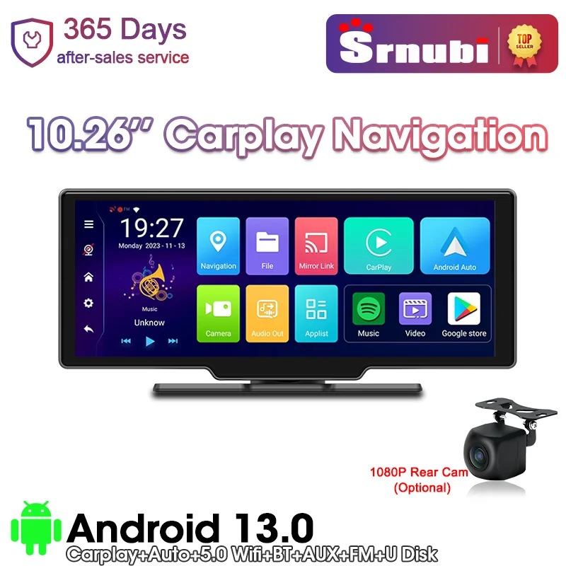 

Srnubi 8 Core 10.26'' Car DVR Android 13 CarPlay&Android Auto Dashcam Smart Screen Rear Camera 5.1 Bluetooth AUX FM 5G WiFi GPS