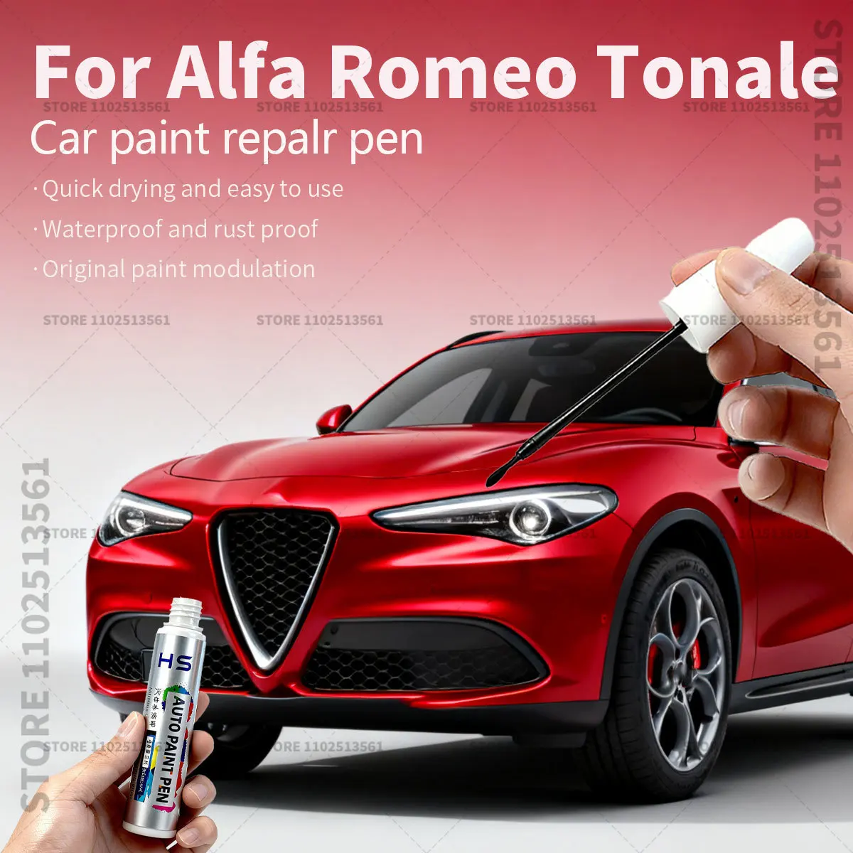 

Ручка для ремонта автомобильной краски, средство для удаления царапин, сделай сам, автоаксессуары для Alfa Romeo Tonale, белый 217, черный, красный, 414C, зеленый, серый 035