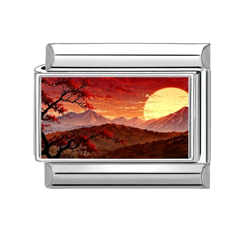 Mountains and Seas Scenery Italian Charm Links for Bracelets
