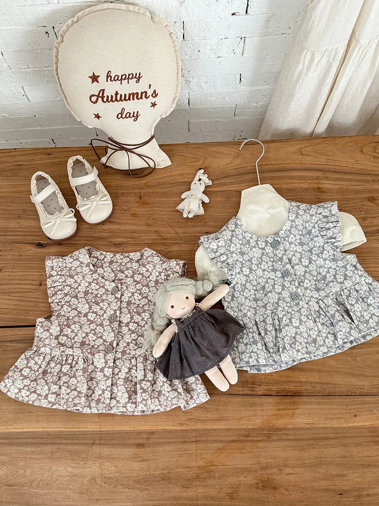 

Girls' Vest Autumn New Sleeveless Top Cute Baby Girl Floral Vest Outerwear aClass